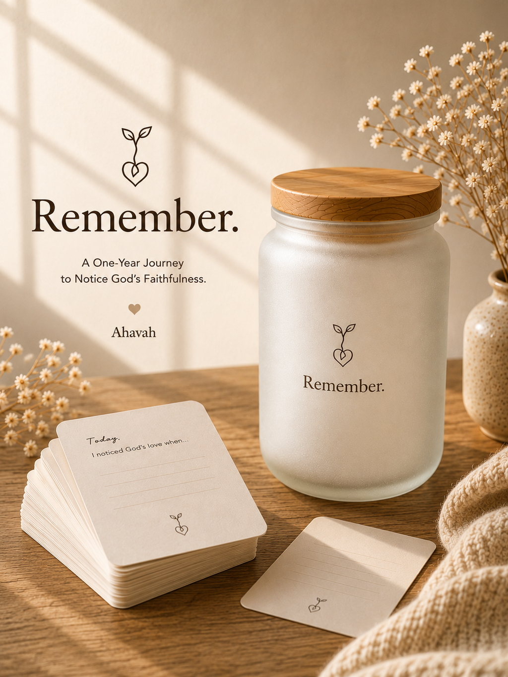 Remember™ Christian Gratitude Jar – 100 Faith Reflection Cards & Keepsake Gift
