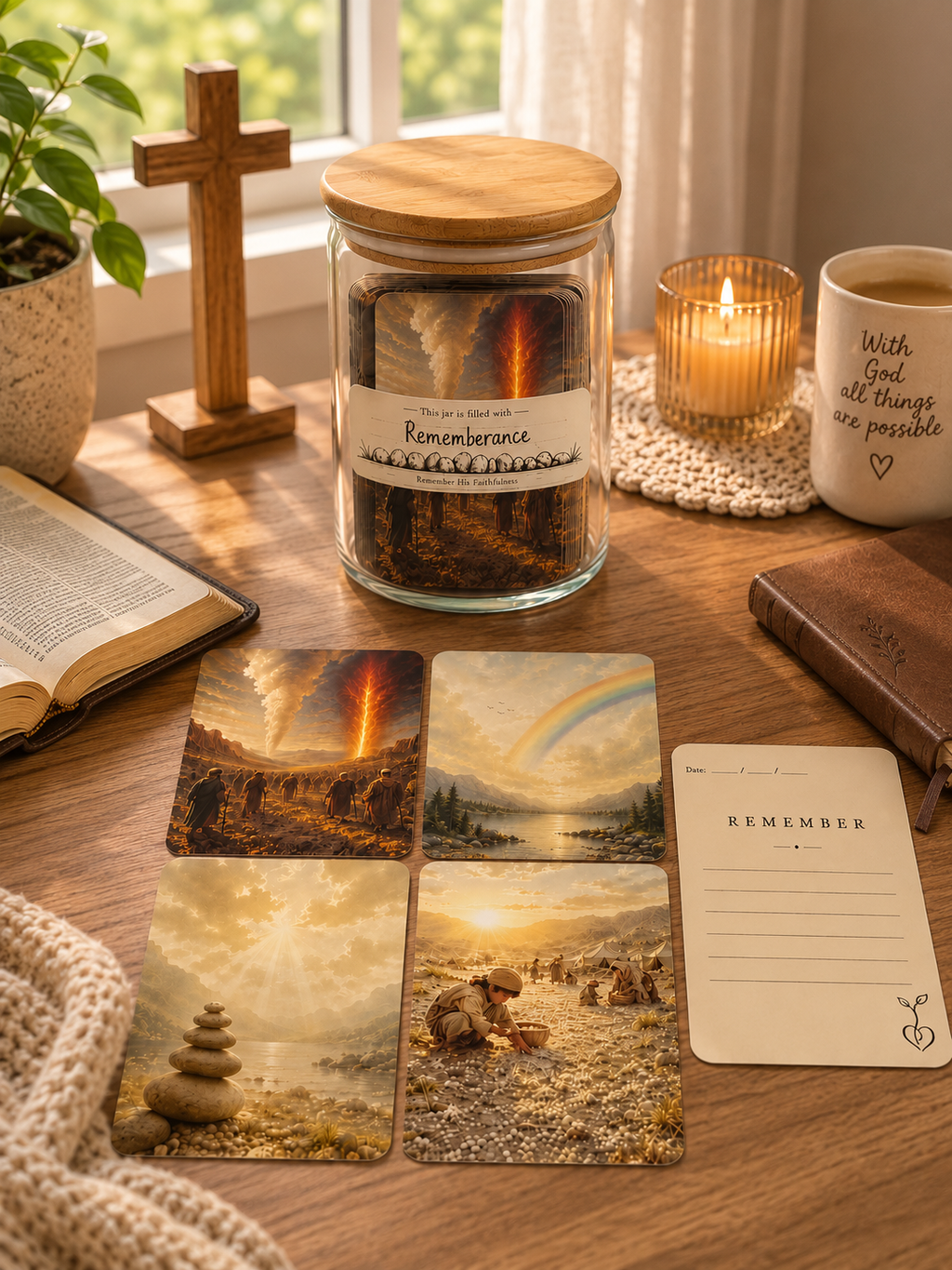 REMEMBER™ Christian Remembrance Jar – 100 Reflection Cards for Faith, Gratitude & God’s Faithfulness